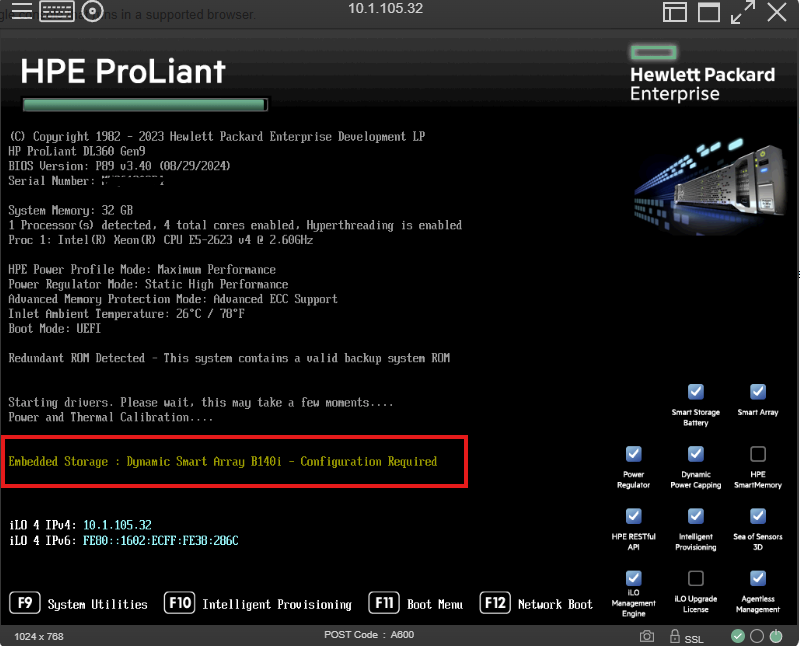 Enabling the B140i Integrated RAID controller on HP G9 servers