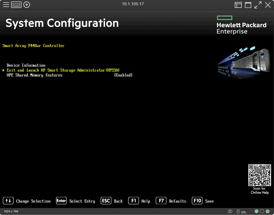 HP DL380 G9 Not Booting Into Smart Storage Administrator
