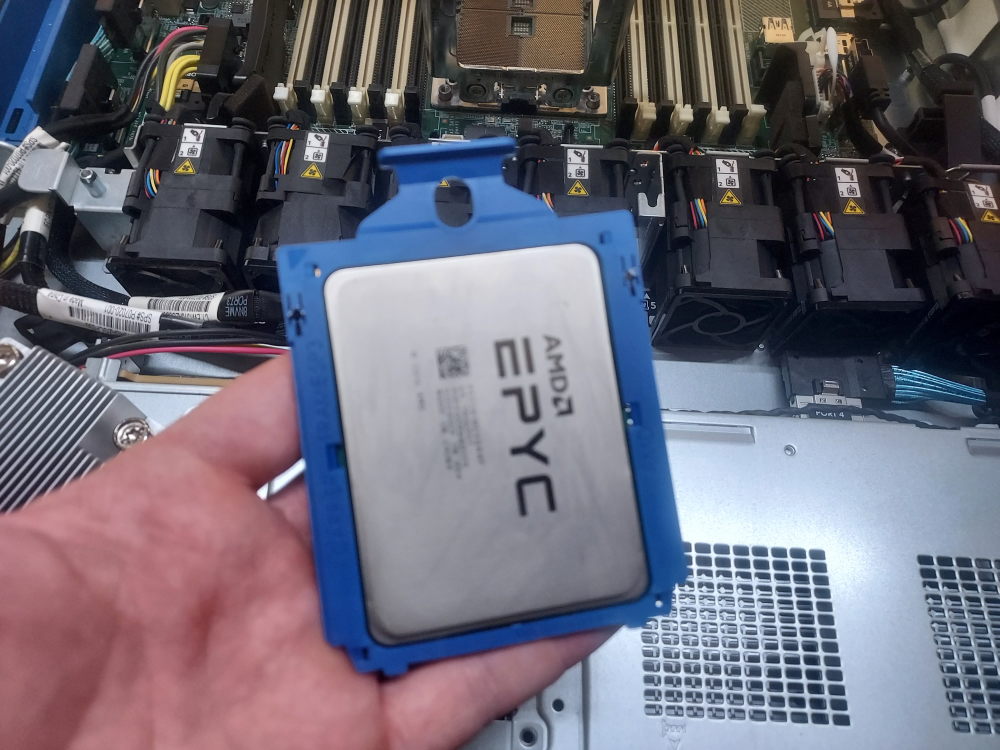 The CPU inside the carrier frame