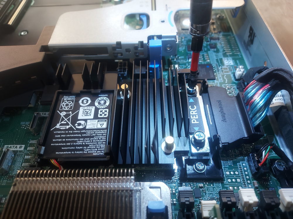 screwing down the PERC raid controller