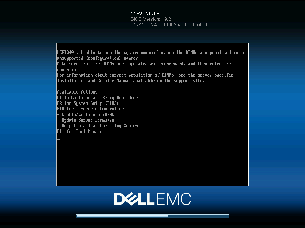 UEFI0401: Unable to use system memory because the DIMMS are populated in an unsupported configuration