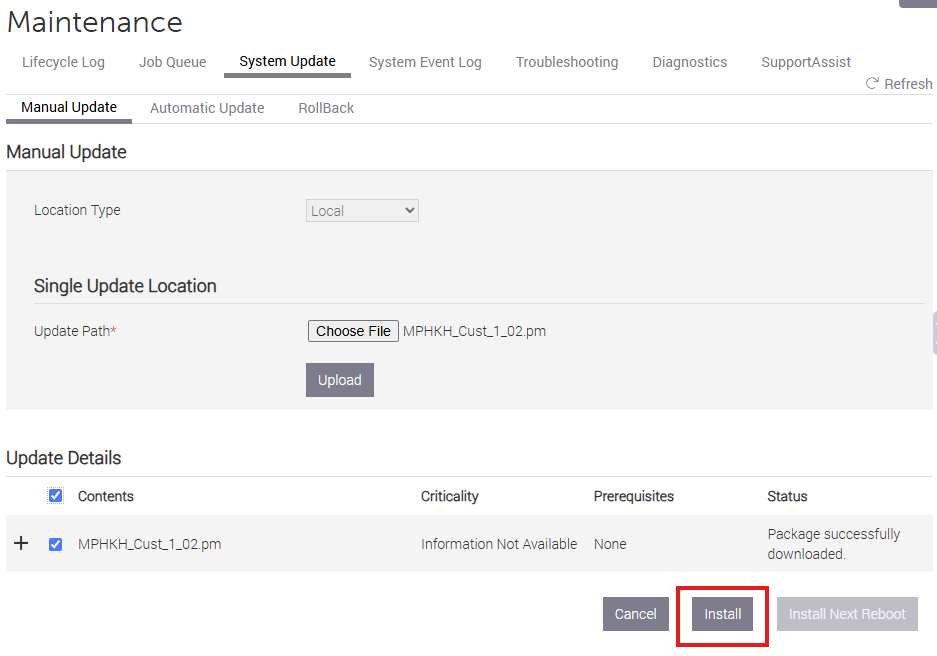 Upload to iDRAC